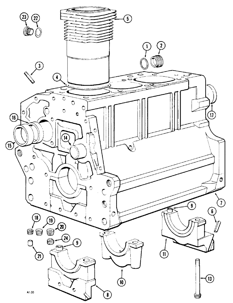 Схема запчастей Case IH 2120 - (2-32[A]) - CYLINDER BLOCK AND RELATED PARTS (3 CYL), 2120 (02) - ENGINE