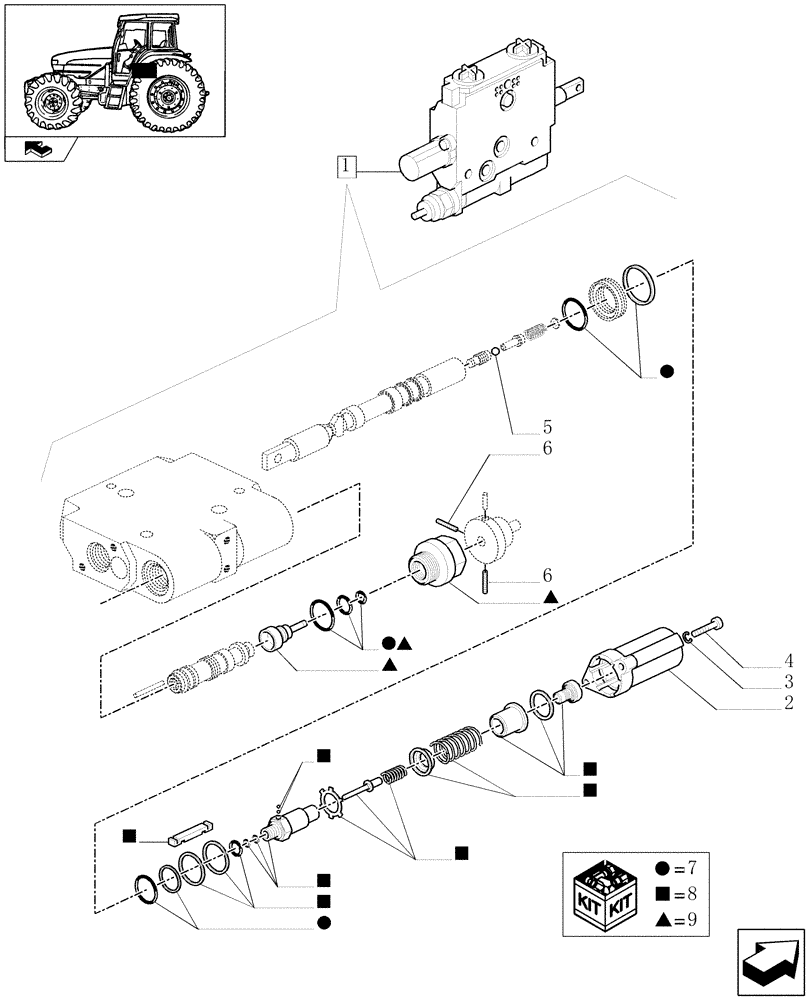 Схема запчастей Case IH FARMALL 105U - (1.82.7/05B[01]) - DIRECTIONAL CONTROL VALUE (BOSCH) - BREAKDOWN - C6083 (07) - HYDRAULIC SYSTEM