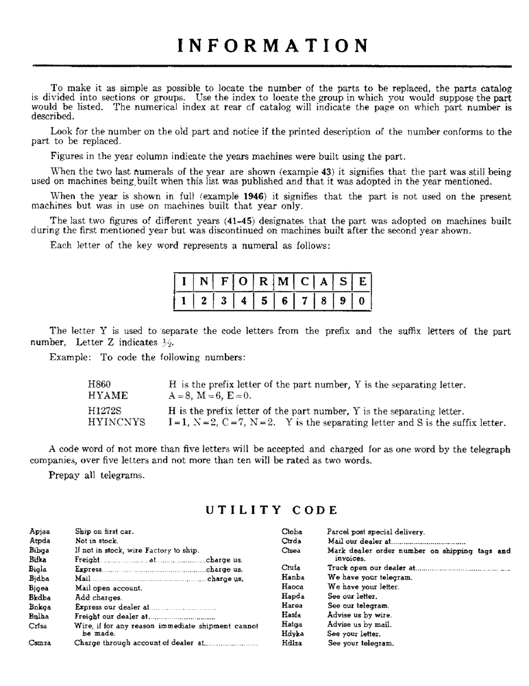 Схема запчастей Case IH 301 - (03) - INFORMATION 