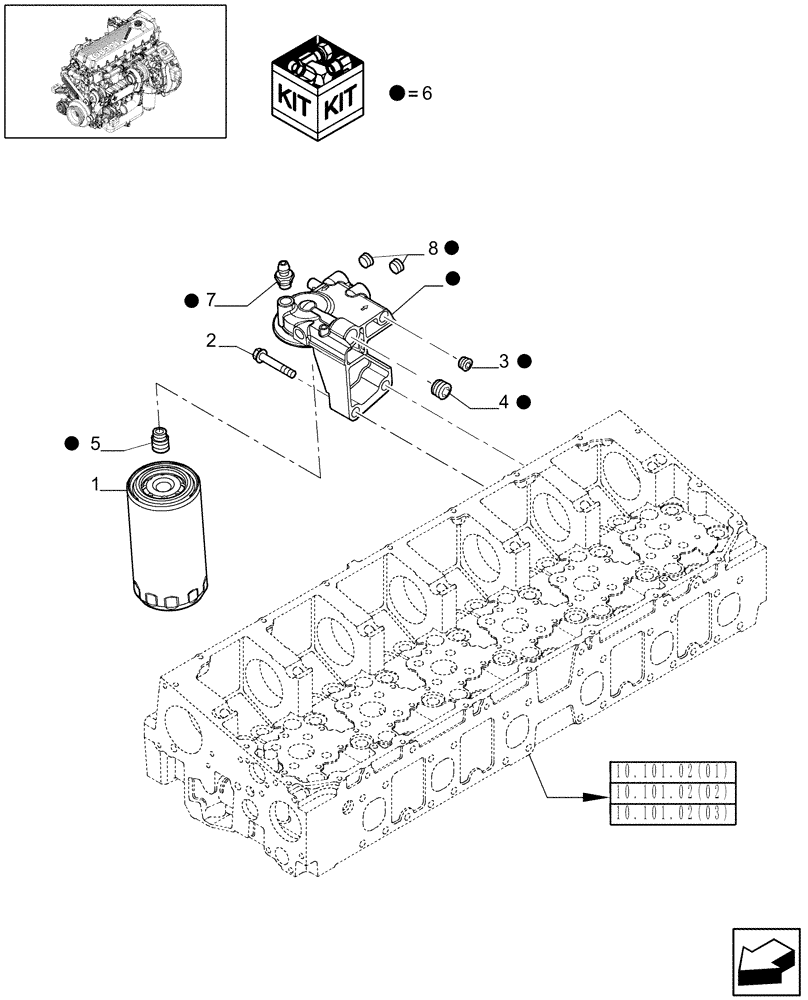 Схема запчастей Case IH 7010 - (10.206.02) - FUEL FILTER & RELATED PARTS - 7010 (10) - ENGINE