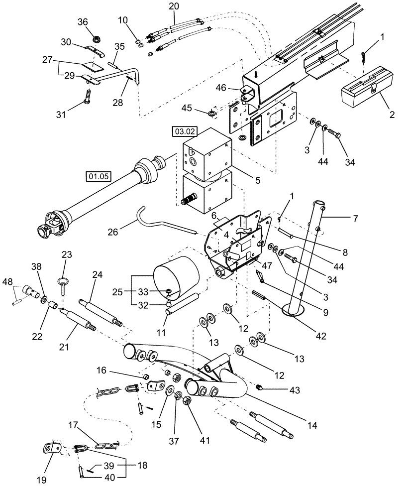 Схема запчастей Case IH DC132 - (12.09) - 2 POINT SWIVEL HITCH (12) - MAIN FRAME