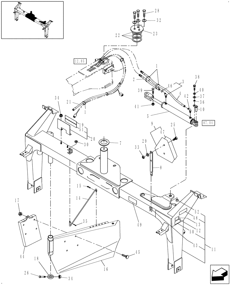 Схема запчастей Case IH DC162 - (12.08) - TRAILFRAME, REAR (12) - MAIN FRAME