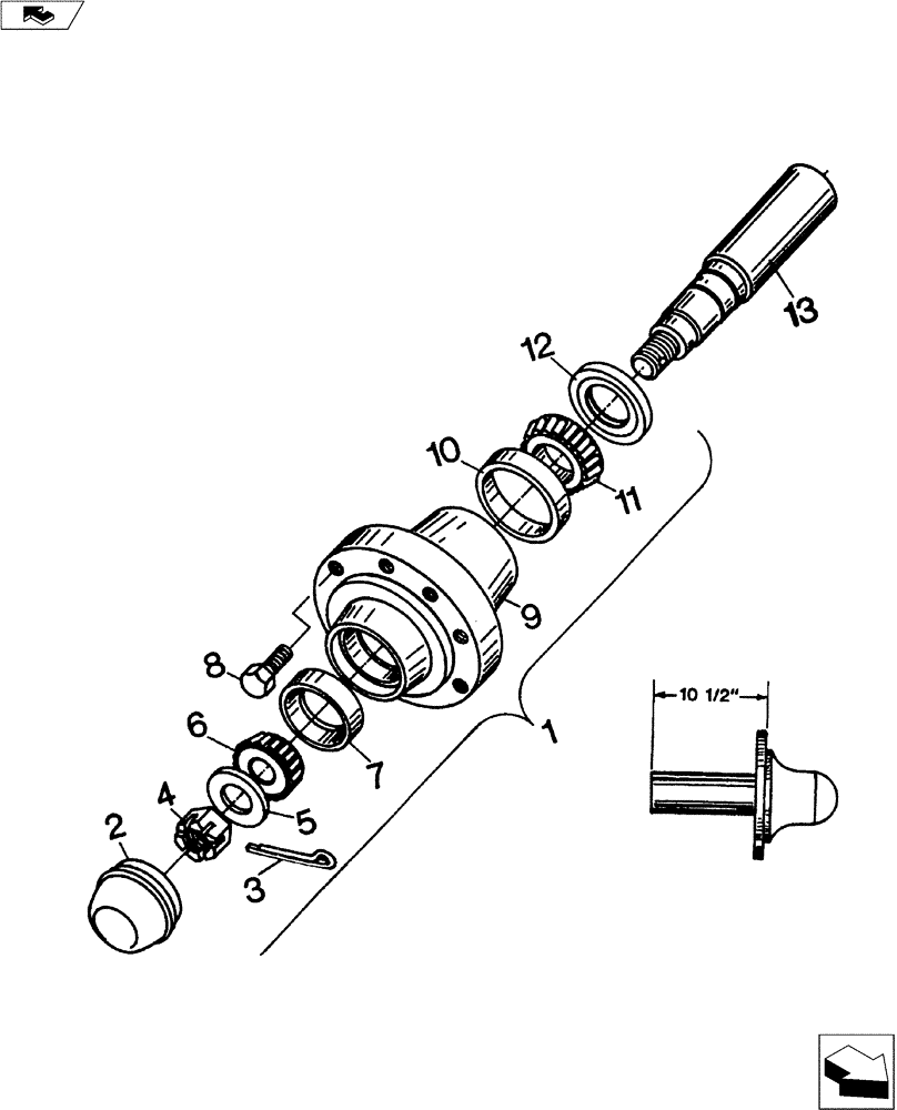 Схема запчастей Case IH 900 SERIES - (44.100.04) - Q-821 HUB AND SPINDLE ASSEMBLY (44) - WHEELS