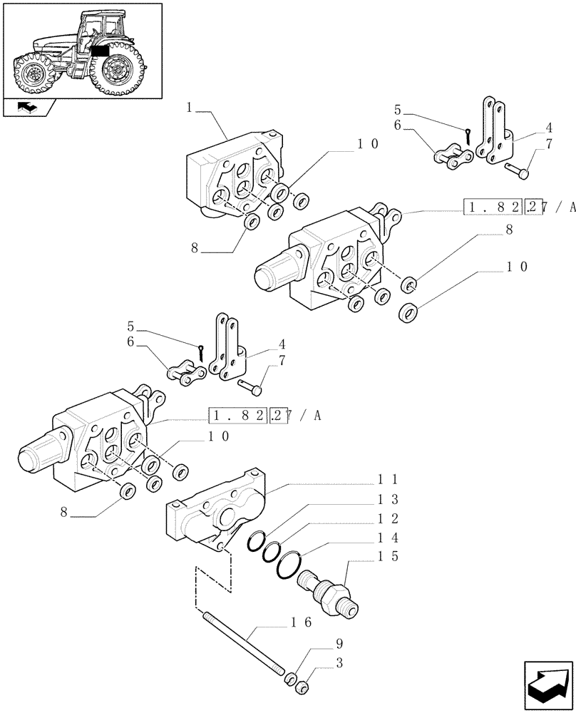 Схема запчастей Case IH FARMALL 85U - (1.82.7/01[01]) - 2 DOUBLE EFFECT DISTRIBUTOR - CONTROL VALVES & GASKETS (VAR.330368) (07) - HYDRAULIC SYSTEM