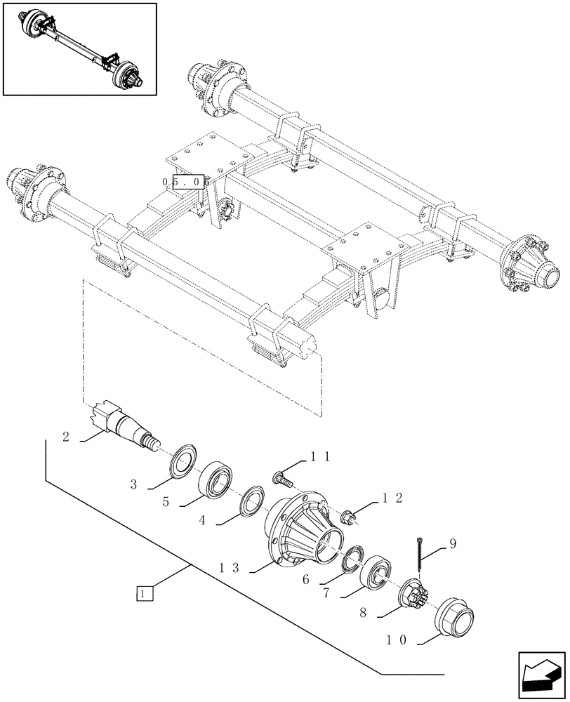 Схема запчастей Case IH LBX331S - (05.07[01]) - TANDEM AXLE WITHOUT BRAKES (05) - AXLE