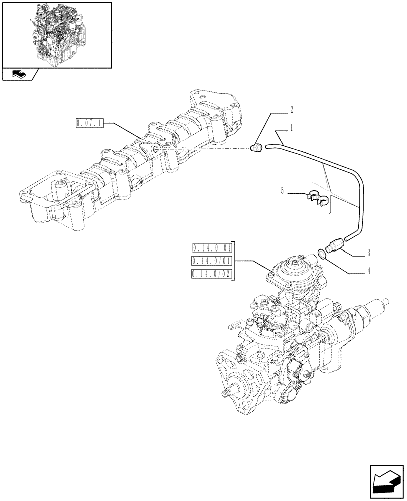 Схема запчастей Case IH FARMALL 80 - (0.14.6) - INJECTION EQUIPMENT - PIPING (01) - ENGINE