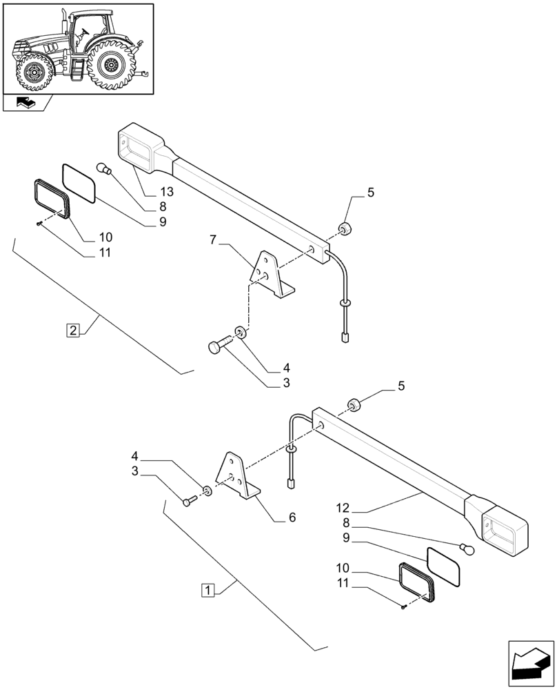 Схема запчастей Case IH PUMA 195 - (1.75.6/01) - (VAR.089/1-667) EXTREMITY LIGHTS FOR NA OHIO (06) - ELECTRICAL SYSTEMS