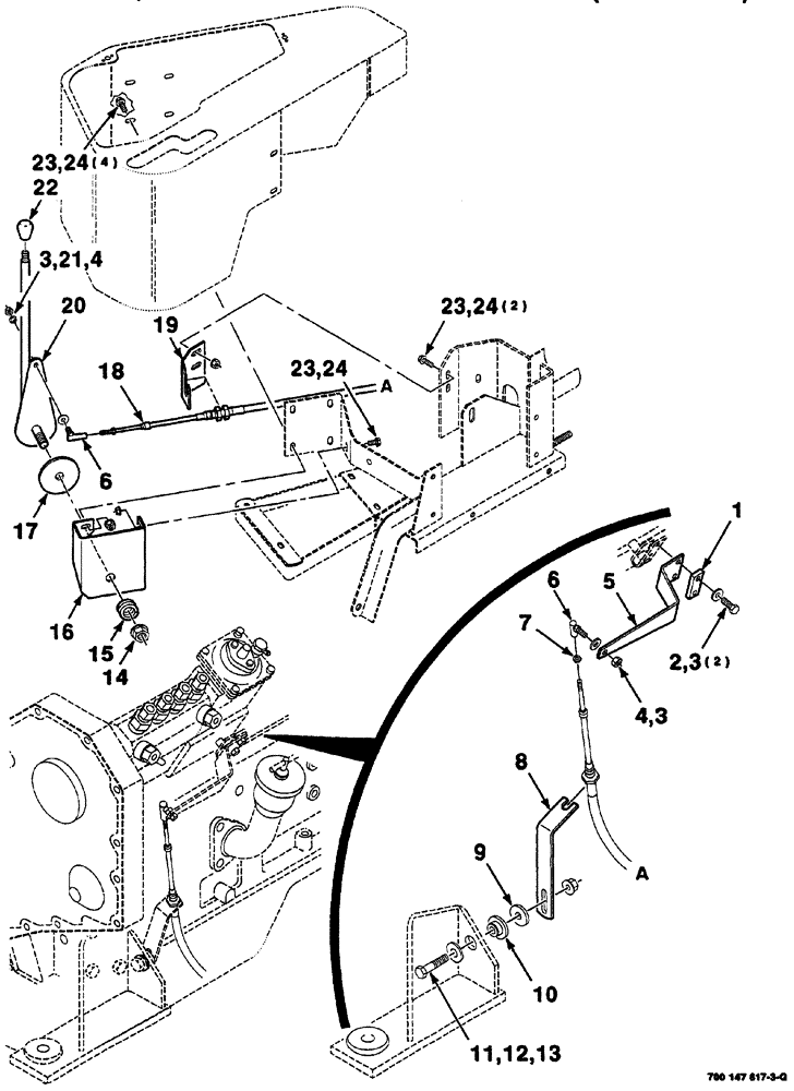 Схема запчастей Case IH 8860 - (02-24) - THROTTLE, LINKAGE AND MOUNTING ASSEMBLY (8860 110HP) (10) - ENGINE