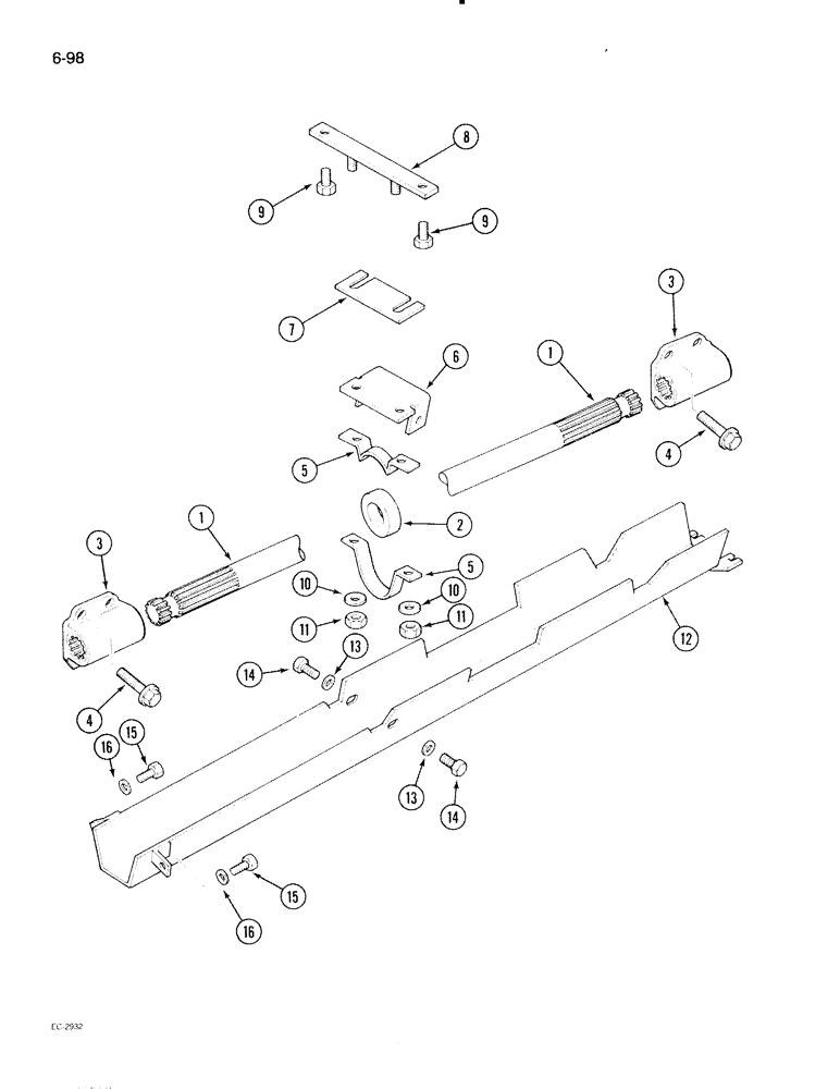 Схема запчастей Case IH 595 - (6-098) - MECHANICAL FRONT DRIVE ZF, DRIVE SHAFT AND SHIELD (06) - POWER TRAIN