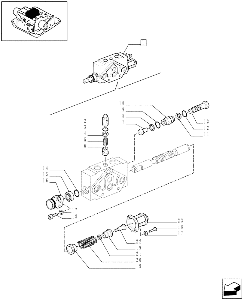 Схема запчастей Case IH MXM140 - (1.82.7/01D) - SIMPLE/DOUBLE-ACTING EXTERNAL CONTROL VALVE BREAKDOWN - D5500 (07) - HYDRAULIC SYSTEM