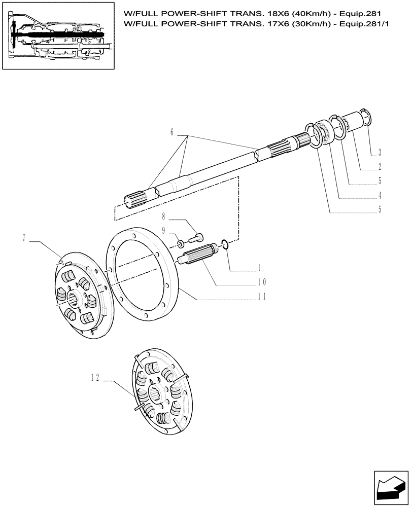 Схема запчастей Case IH MXM140 - (1.25.3/03) - (VAR.281) CLUTCH - PTO (03) - TRANSMISSION