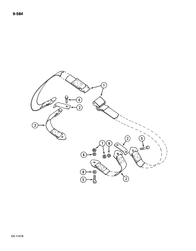 Схема запчастей Case IH 585 - (9-584) - SEAT BELT, WITHOUT CAB (09) - CHASSIS/ATTACHMENTS