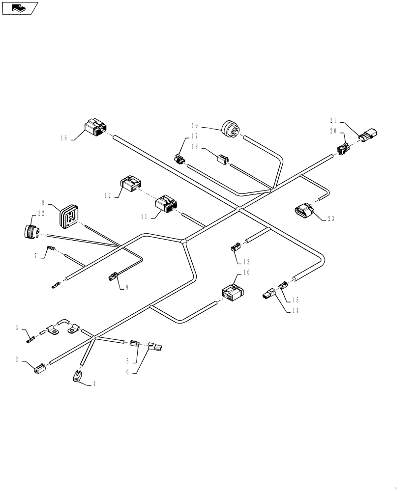 Схема запчастей Case IH QUADTRAC 500 - (55.100.09) - HARNESS - FRONT FRAME (EUROPE) (55) - ELECTRICAL SYSTEMS