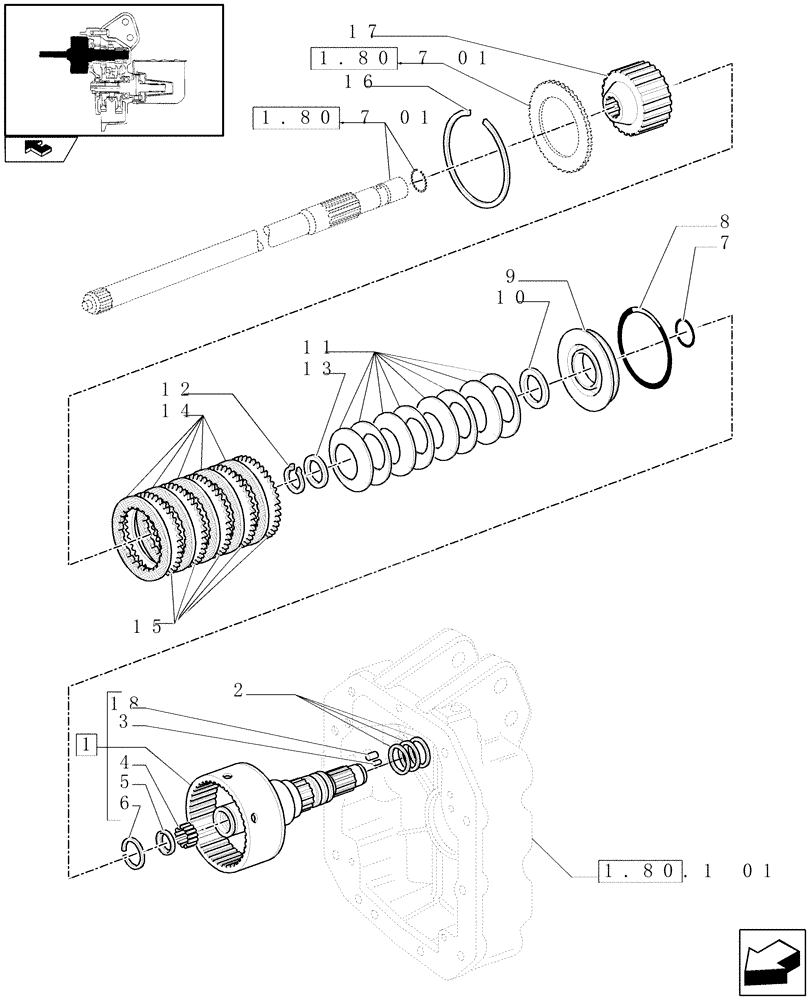 Схема запчастей Case IH PUMA 125 - (1.80.7/01[01]) - POWER TAKE-OFF 540/1000 RPM WITH REVERSABLE SHAFT - CLUTCH PLATES, GEARS AND SHAFT (VAR.330800) (07) - HYDRAULIC SYSTEM