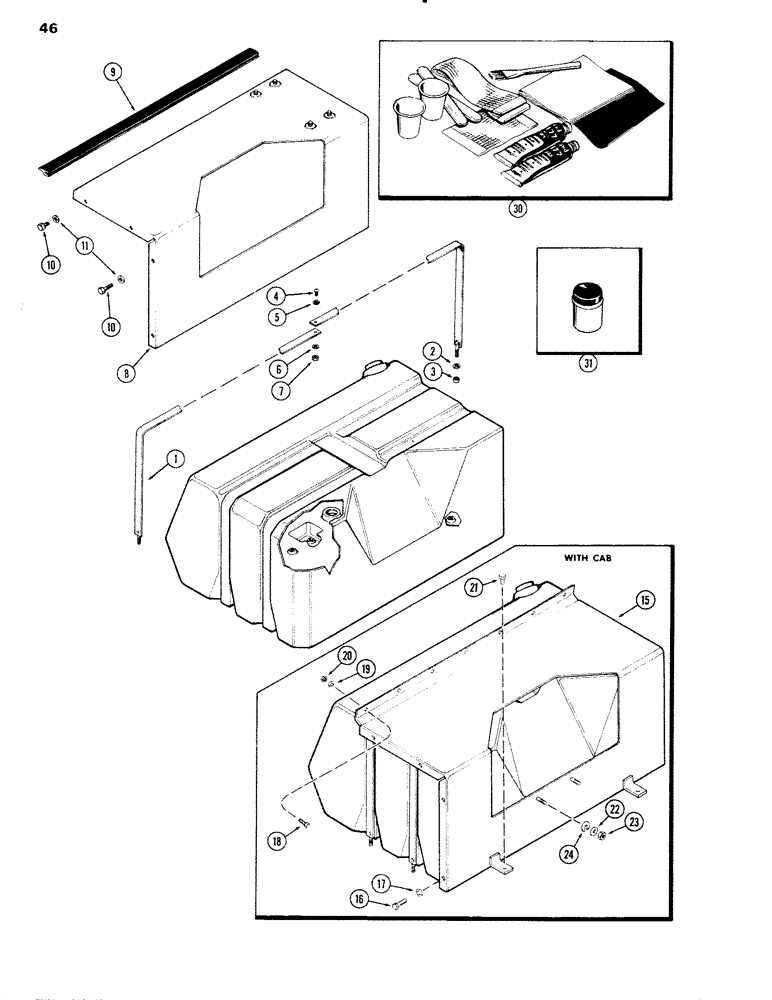 Схема запчастей Case IH 1090 - (046) - FUEL TANK MOUNTING, (451B) DIESEL ENGINE (03) - FUEL SYSTEM