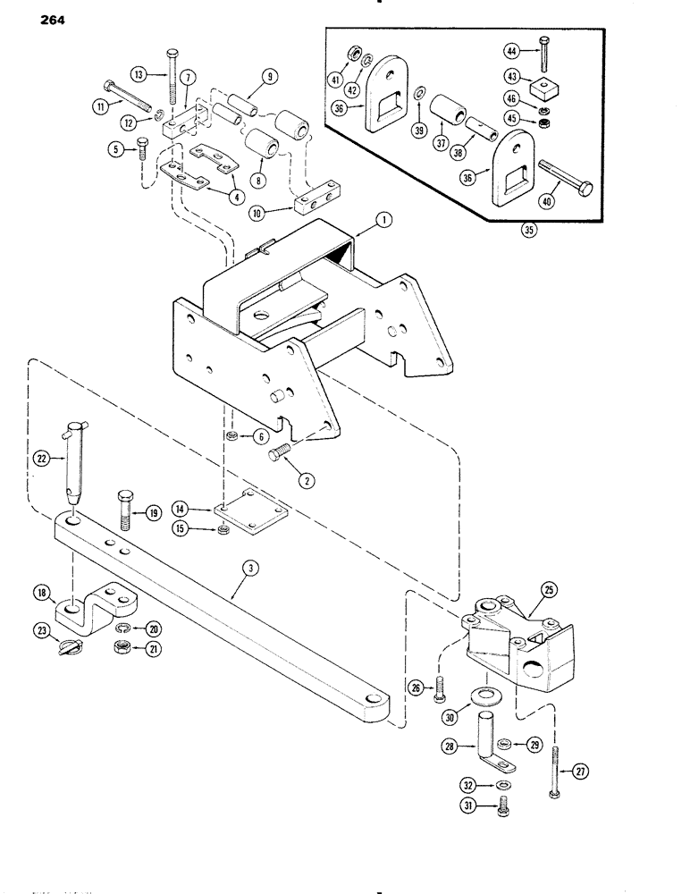 Схема запчастей Case IH 1090 - (264) - DRAWBAR, WITH HITCH (09) - CHASSIS/ATTACHMENTS