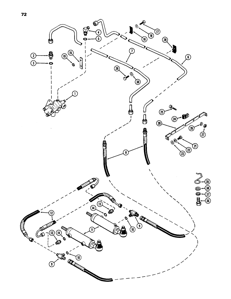 Схема запчастей Case IH 1170 - (072) - HYDROSTATIC STEERING SYSTEM, DOUBLE ACTING CYLINDER (05) - STEERING