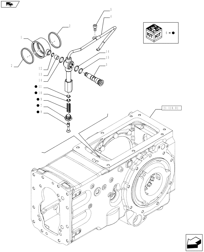 Схема запчастей Case IH FARMALL 75C - (21.100.0101[01]) - TRANSMISSION LUBRICATION SYSTEM - PIPE AND MANIFOLD - W/CAB (21) - TRANSMISSION