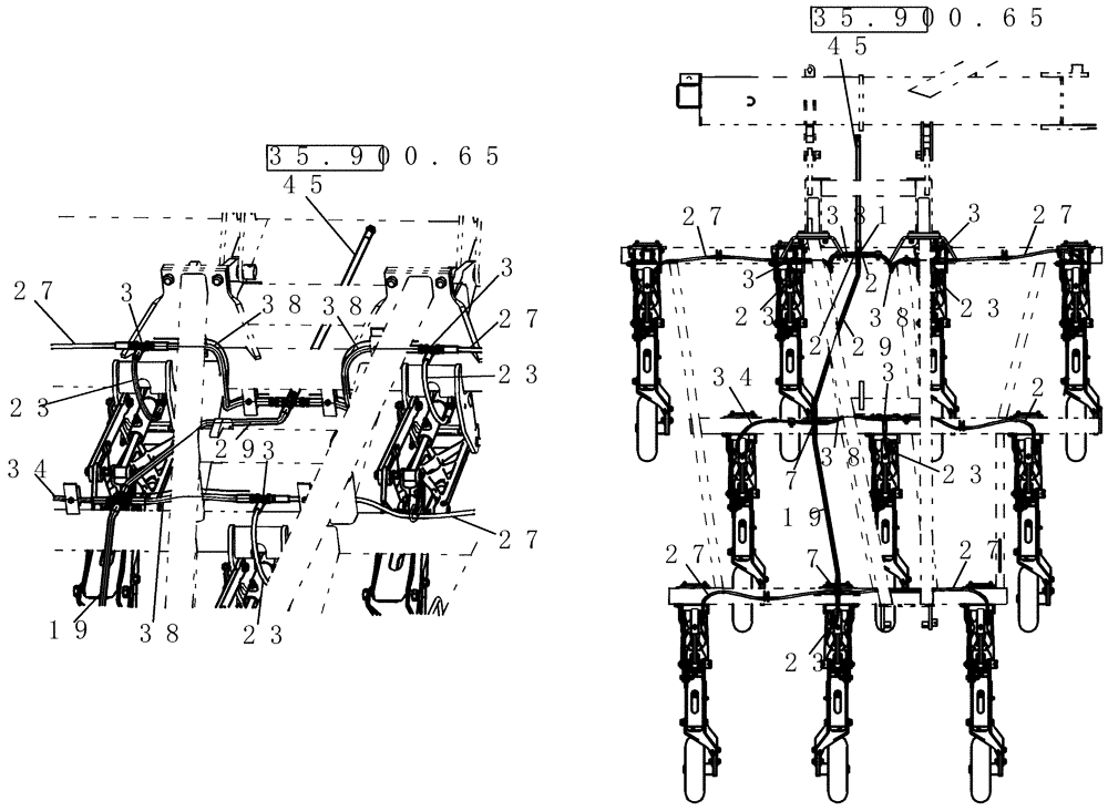 Схема запчастей Case IH 800 - (35.900.40) - HYDRAULICS - 60 12" OUTER WING TRIP LOWER CCT (35) - HYDRAULIC SYSTEMS