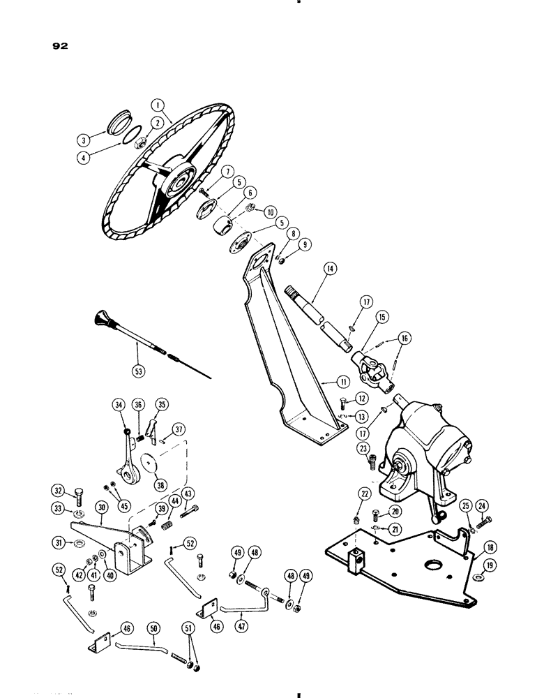 Схема запчастей Case IH 730 SERIES - (092) - STEERING GEAR LINKAGE, THROTTLE LINKAGE, 730 GROVE (05) - STEERING