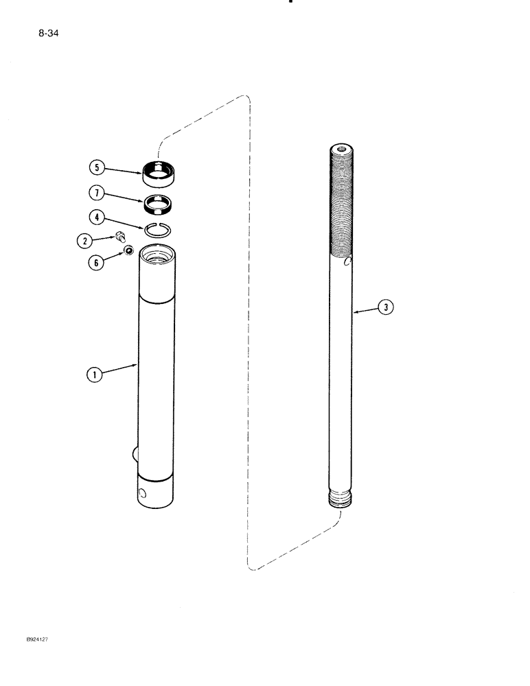 Схема запчастей Case IH 1020 - (8-34) - REEL LIFT SLAVE CYLINDER, BAT REEL OR PICKUP REEL, (NOT FOR PICKUP REEL ON 30 FT HEADER) (35) - HYDRAULIC SYSTEMS