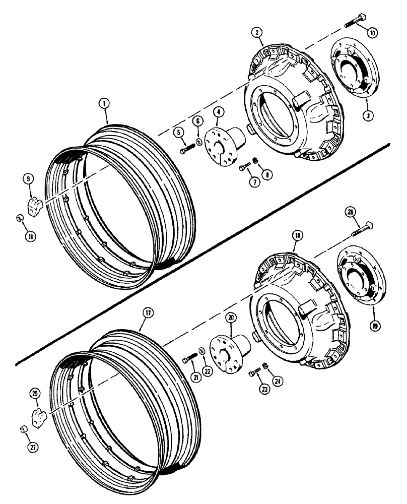 Схема запчастей Case IH 1370 - (136) - REAR WHEELS WITH 38 INCH RIMS (06) - POWER TRAIN