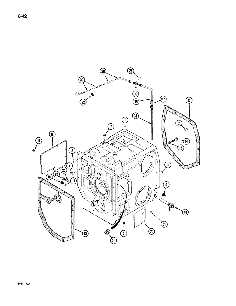 Схема запчастей Case IH 7130 - (6-042) - TRANSMISSION, RANGE HOUSING, PRIOR TO TRANSMISSION S/N AJB0044915 (06) - POWER TRAIN