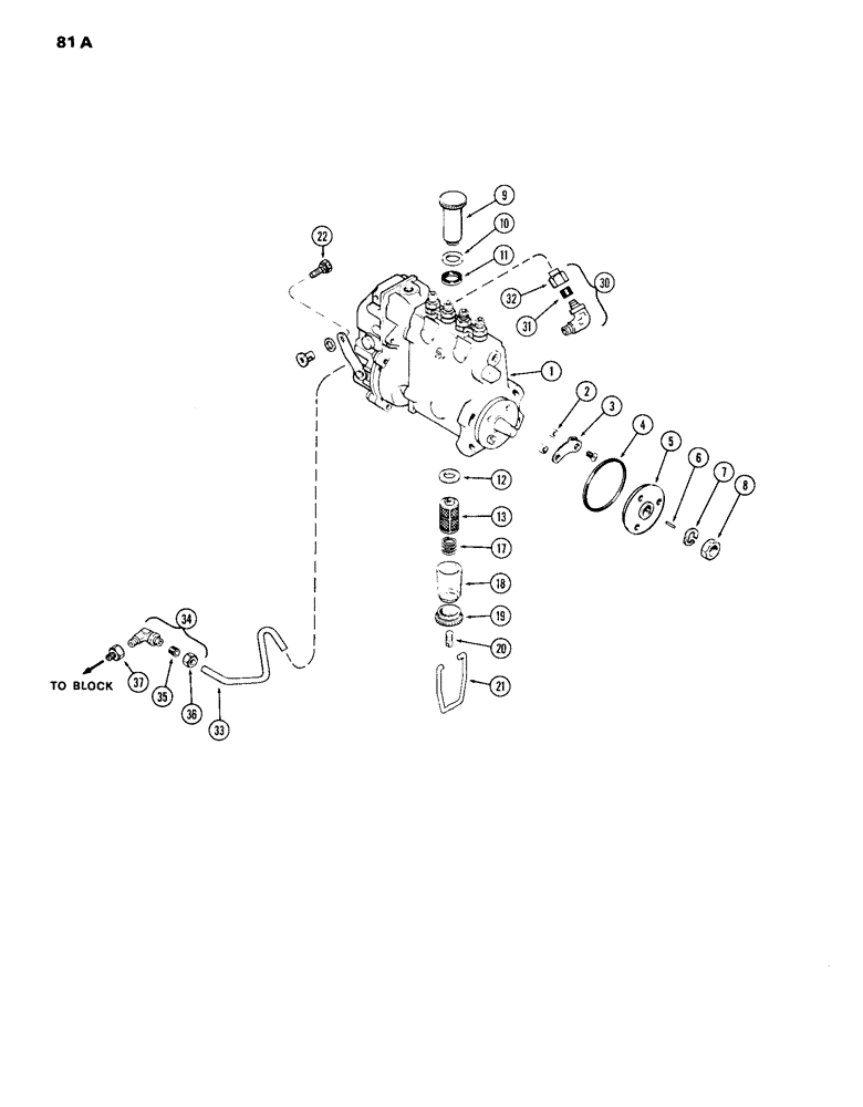 Схема запчастей Case IH 870 - (081A) - FUEL INJECTION PUMP, (336B) DIESEL ENGINE, WITH LUBE LINE ON OUTSIDE OF PUMP (03) - FUEL SYSTEM