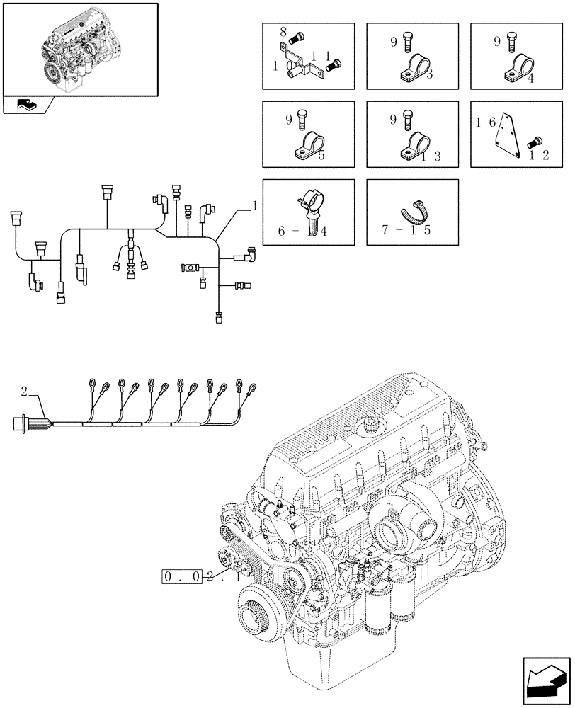 Схема запчастей Case IH F3BE0684N E904 - (0.17.3) - CONNECTIONS CABLE FOR ENGINE INJECTION (504210565) 