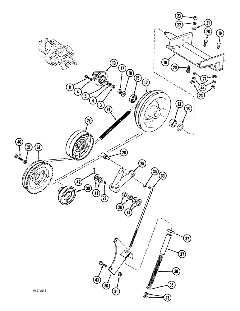 Схема запчастей Case IH 1660 - (8-042) - AUXILIARY PUMP DRIVE, P.I.N. JJC0103800 AND AFTER (07) - HYDRAULICS