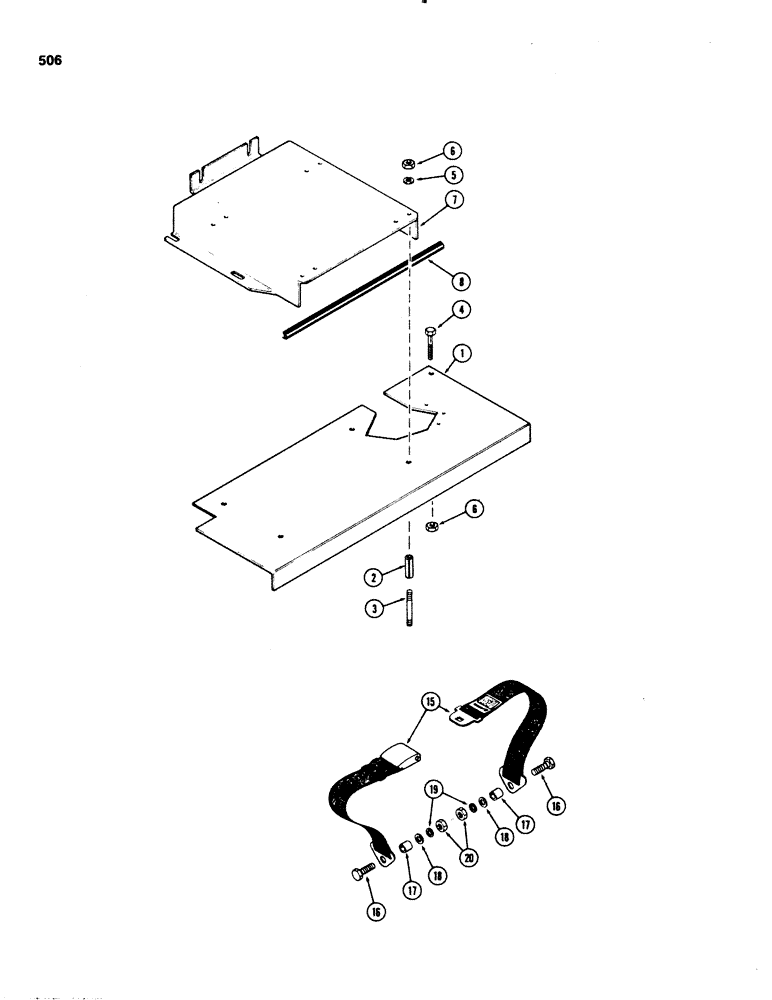 Схема запчастей Case IH 1070 - (0506) - SEAT SUPPORT PLATE, 1ST USED TRACTOR SERIAL NUMBER 8802110 (09) - CHASSIS/ATTACHMENTS