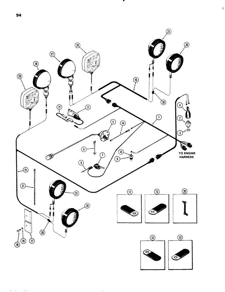 Схема запчастей Case IH 1270 - (094) - TRANSMISSION HARNESS, USED PRIOR TO P.I.N. 8753831 (04) - ELECTRICAL SYSTEMS