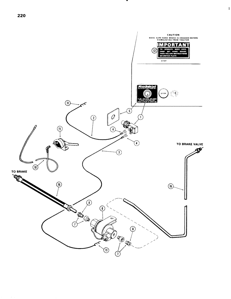 Схема запчастей Case IH 1270 - (220) - HYDRAULIC BRAKE LOCK KIT (06) - POWER TRAIN