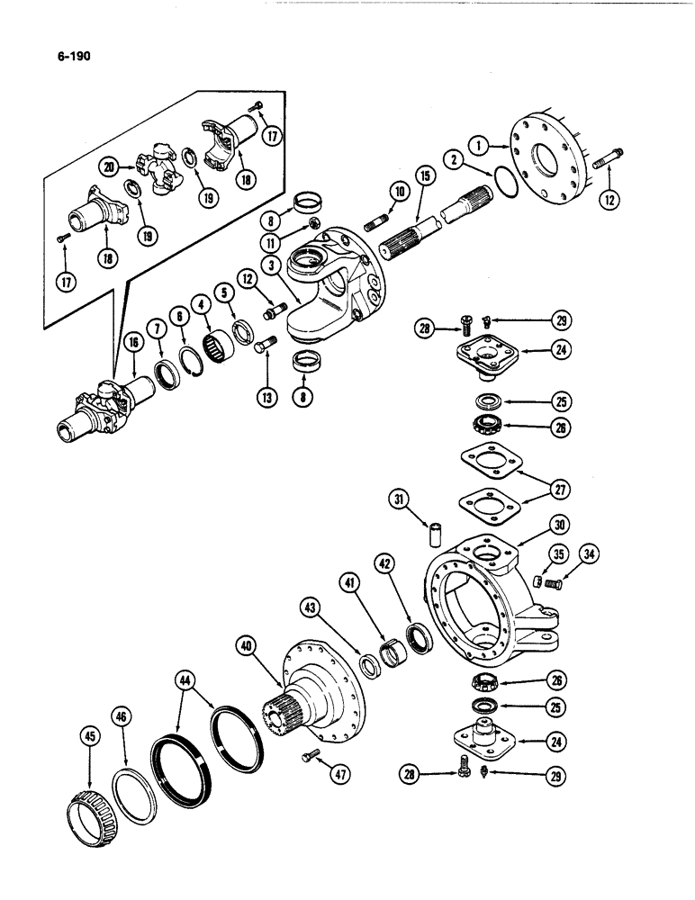 Схема запчастей Case IH 4494 - (6-190) - FRONT AXLE ASSEMBLY RIGHT TRUNNION AND SPINDLE (06) - POWER TRAIN