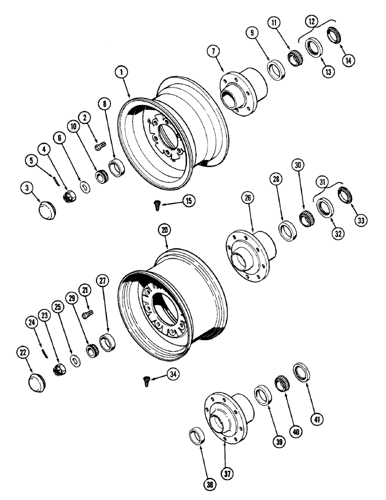 Схема запчастей Case IH 2090 - (5-204) - FRONT WHEEL AND HUB, 6 BOLT HUB (05) - STEERING