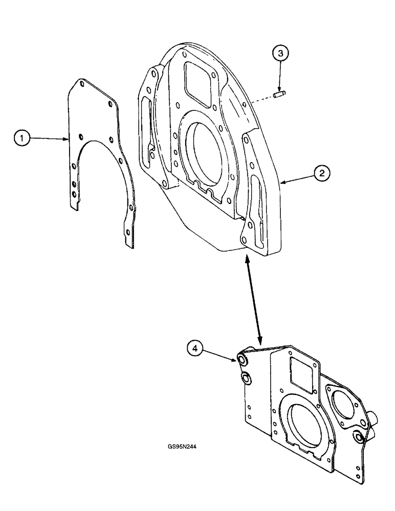 Схема запчастей Case IH DTI-466B - (9E-018) - CRANKCASE REAR MOUNTING PLATE 