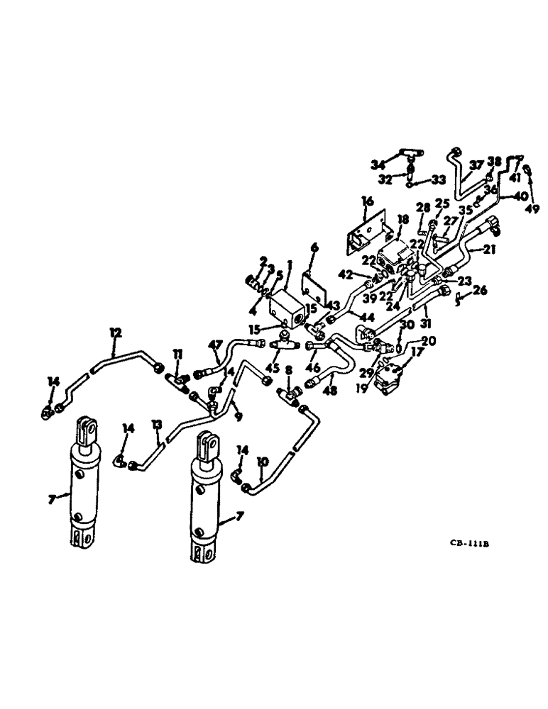 Схема запчастей Case IH 4166 - (10-25) - HYDRAULICS, HYDRAULIC TUBING AND CONNECTIONS, TRACTORS WITH THREE POINT HITCH (07) - HYDRAULICS