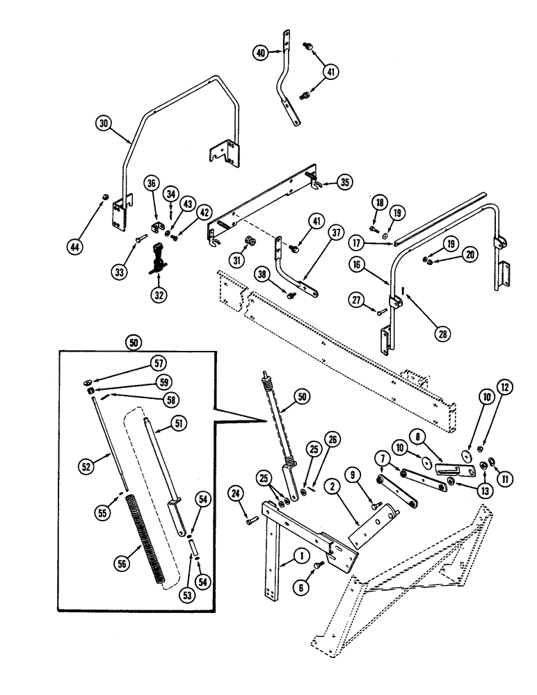 Схема запчастей Case IH 2290 - (9-500) - HOOD SUPPORTS, HINGE AND LATCH, WITH HOOD LATCH-HOOK SYSTEM (09) - CHASSIS/ATTACHMENTS