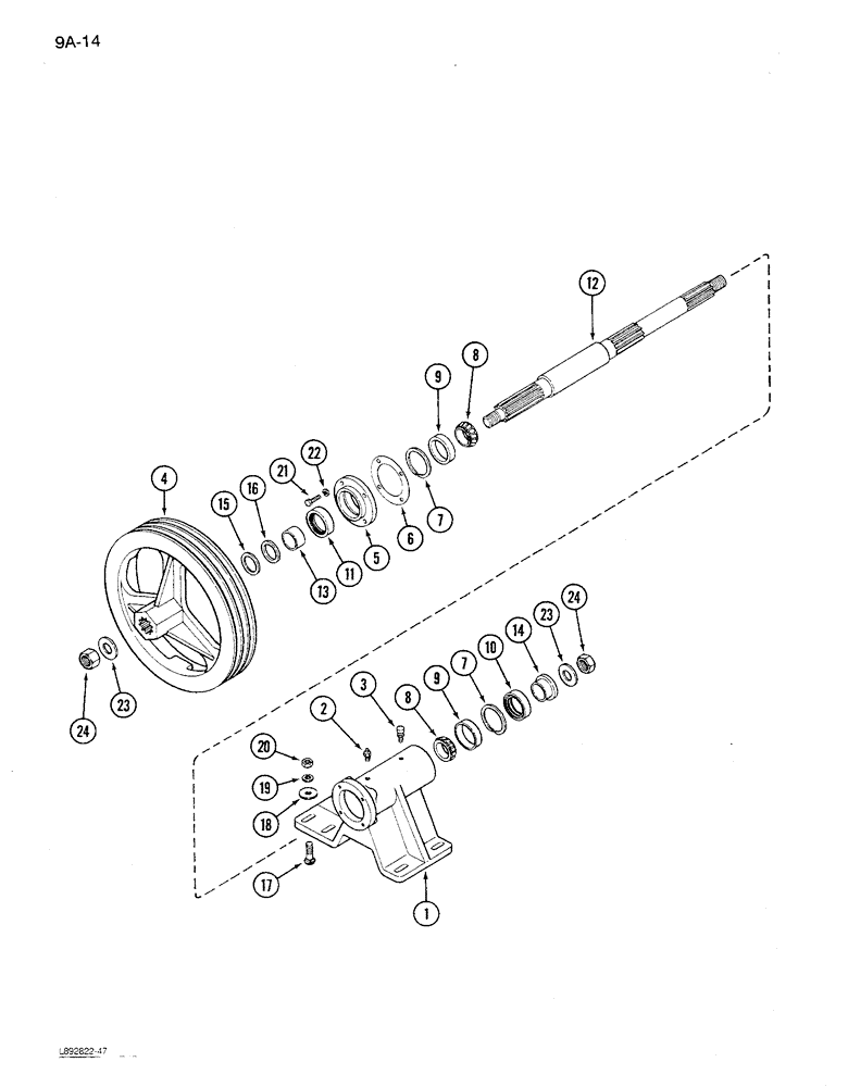 Схема запчастей Case IH 1680 - (9A-14) - JACKSHAFT BEARING BLOCK, USE WITH DISCHARGE BEATER (13) - FEEDER