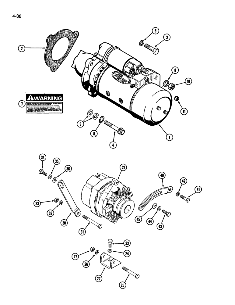 Схема запчастей Case IH 3394 - (4-38) - STARTER MOUNTING (04) - ELECTRICAL SYSTEMS