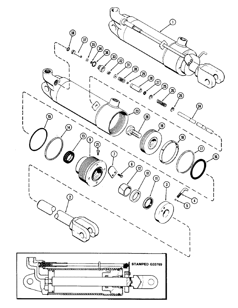 Схема запчастей Case IH 2870 - (318) - REMOTE HYDRAULIC CYLINDER, 4 INCH DIAMETER (101.6 MM) X 8 INCH STROKE (203.2 MM) (09) - CHASSIS/ATTACHMENTS