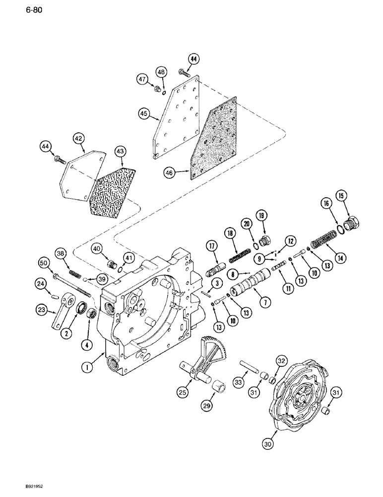 Схема запчастей Case IH 7110 - (6-080) - TRANSMISSION CONTROL VALVE ASSEMBLY, CAM HOUSING SECTION, FOUR SPEED REVERSE VALVES (06) - POWER TRAIN