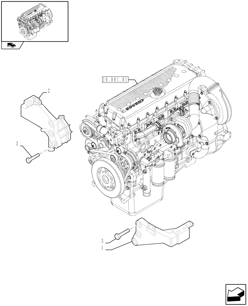 Схема запчастей Case IH F3CE0684F E001 - (10.012.01) - ENGINE SUSPENSION (504087155) (01) - ENGINE