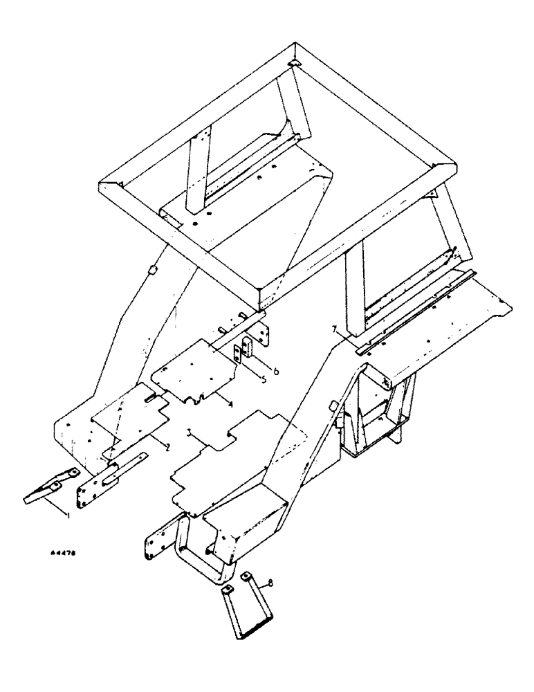 Схема запчастей Case IH 2350 - (6-74) - SAFETY FRAME, 444-001/B001574 UP, 444-002/B009826 UP, 2350-004/B000531 UP, 2350-005/B000531 UP (09) - CHASSIS