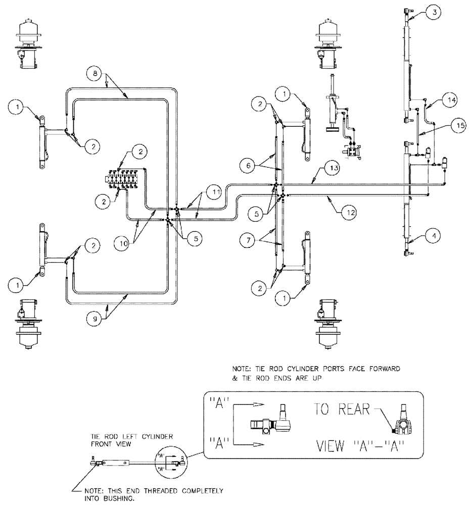 Схема запчастей Case IH 3185 - (06-004) - AXLE ADJUST, HYDRAULIC GROUP, "SERIAL # 7442 AND LATER" Hydraulic Plumbing