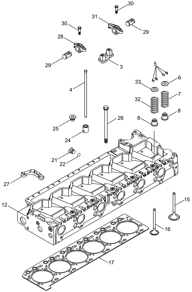 Схема запчастей Case IH CPX620 - (02-25) - CYLINDER HEAD - VALVE MECHANISM - ASN Y6T011701 (01) - ENGINE