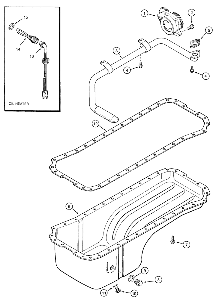 Схема запчастей Case IH 3150 - (03-013) - OIL PUMP, PAN & HEATER (01) - ENGINE