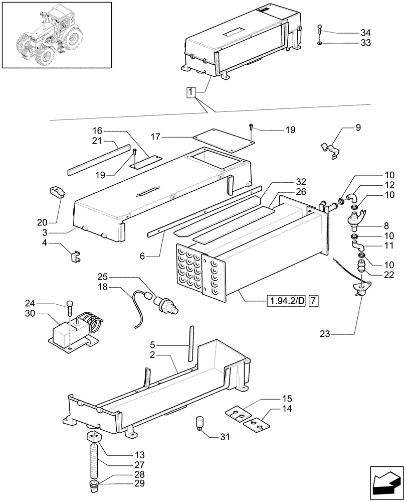 Схема запчастей Case IH MXU115 - (1.94.2/ C) - (VAR.053-056-545) AIR CONDITIONING BREAKDOWN (10) - OPERATORS PLATFORM/CAB