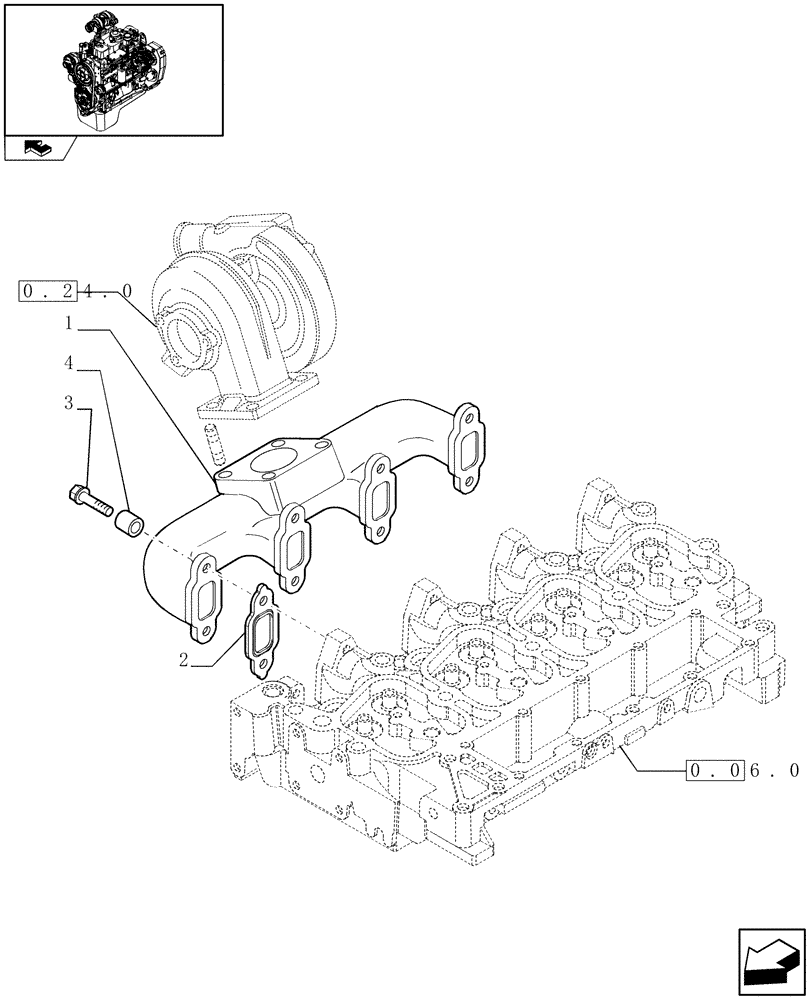 Схема запчастей Case IH F4GE9484A J601 - (0.07.7) - EXHAUST MANIFOLD (504086423) 