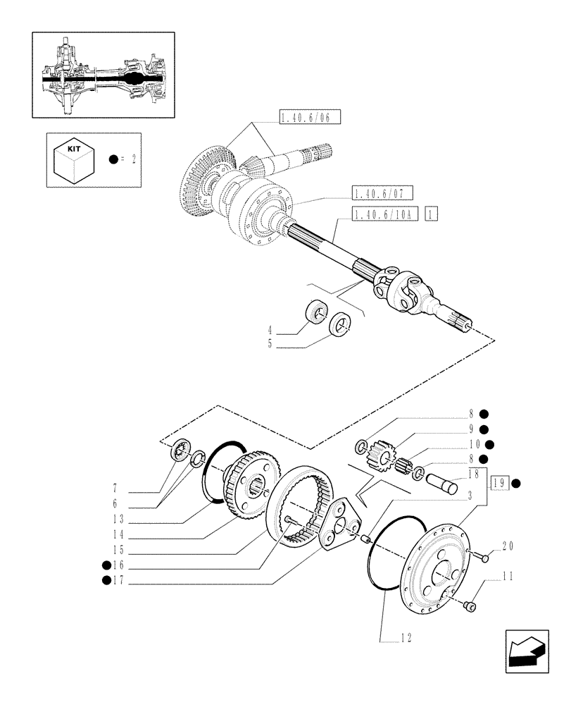 Схема запчастей Case IH MAXXUM 140 - (1.40. 6/10[01]) - (CL.4) FRONT AXLE W/MULTI-PLATE DIFF.LOCK AND STEERING SENS - SHAFT AND EPICYCL. GEAR TRAIN - C5831 (VAR.330408) (04) - FRONT AXLE & STEERING